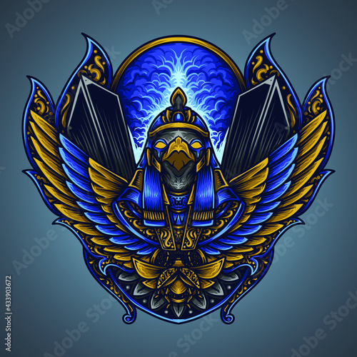 artwork illustration and t shirt design horus engraving ornament