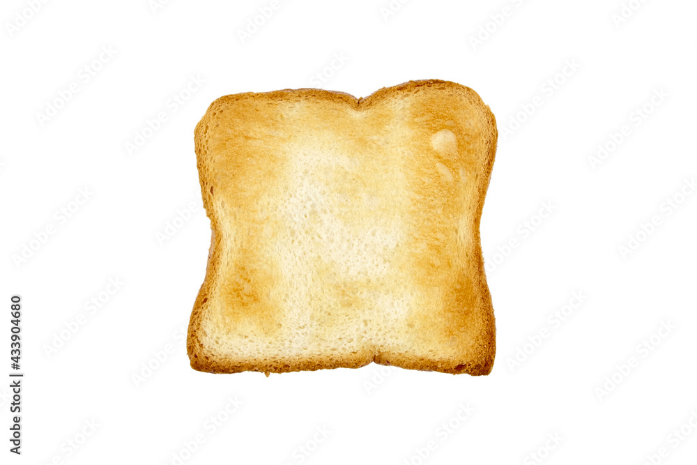 Toast bread slice isolated on white background, top view Toast bread slice isolated on white background, top view