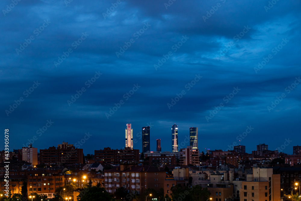 sunset over the city of Madrid,