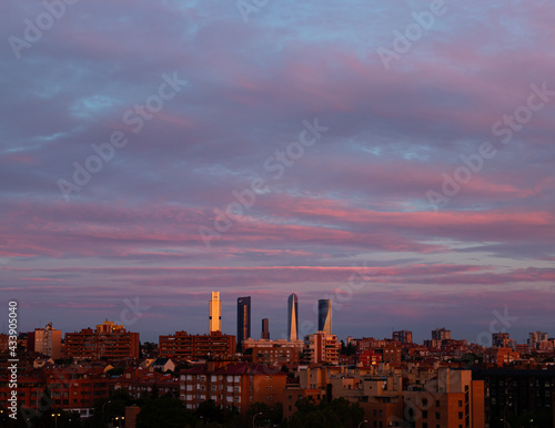 sunset over the city of Madrid,