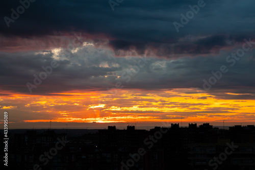 sunset over the city of Madrid,