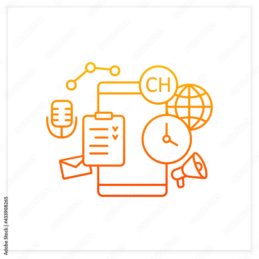 Waitlist gradient icon. Users waiting room. Waiting before entering room. Communication concept. Isolated vector illustration.Suitable to banners, mobile apps and presentation Waitlist gradient icon. Users waiting room. Waiting before entering room. Communication concept. Isolated vector illustration.Suitable to banners, mobile apps and presentation