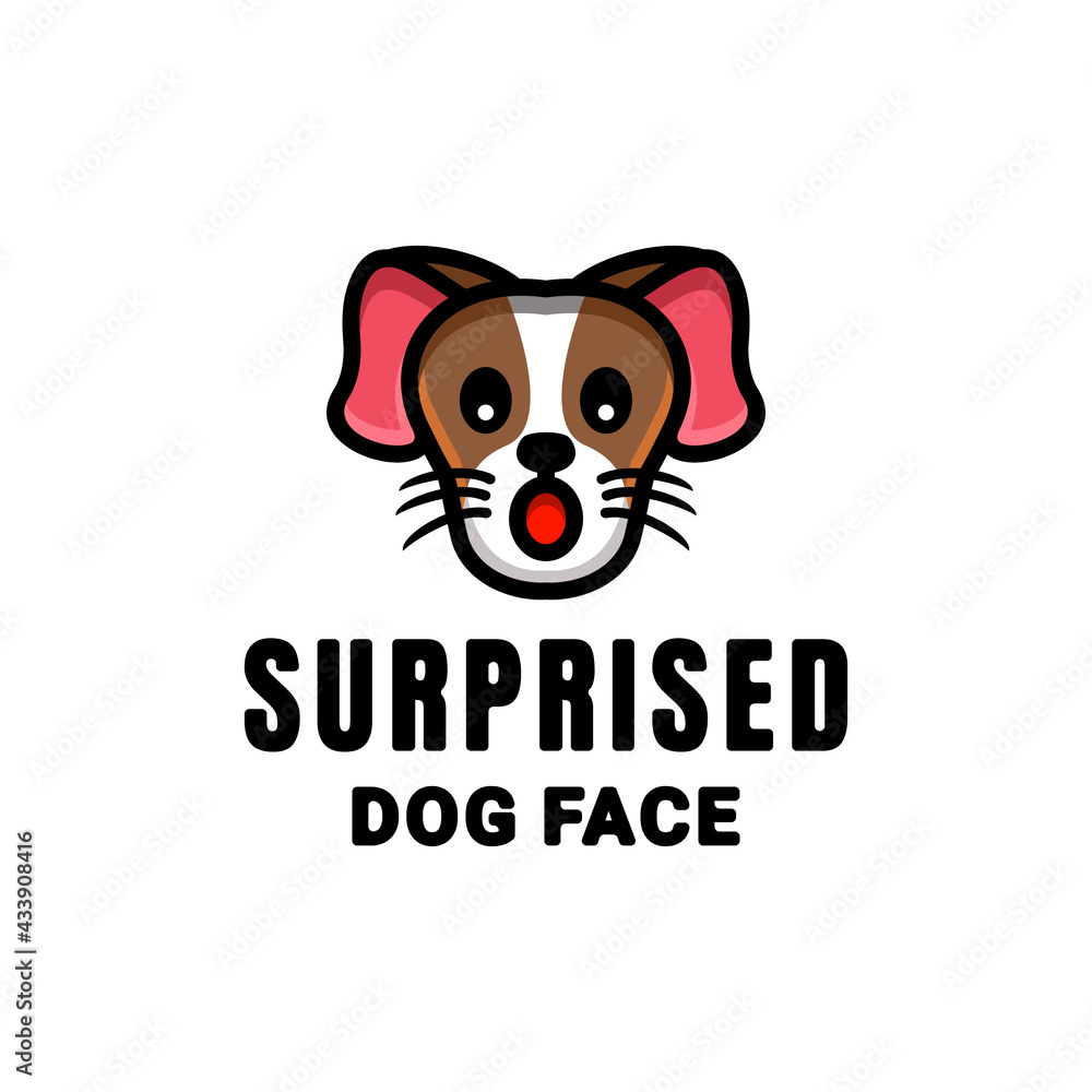Simple Vector Mascot Logo Design Surprised Dog.for, icon, t-shirts or as you wish Simple Vector Mascot Logo Design Surprised Dog.for, icon, t-shirts or as you wish