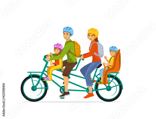 Active family trip with tandem bike