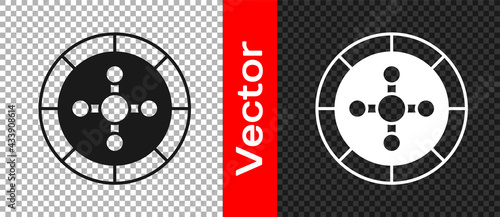 Black Casino roulette wheel icon isolated on transparent background. Vector
