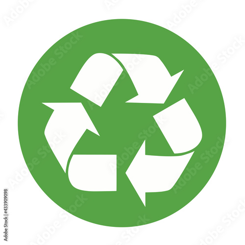 Recycle icon vector. Arrows recycle eco symbol vector illustration. Cycle recycled icon. Recycled materials symbol.