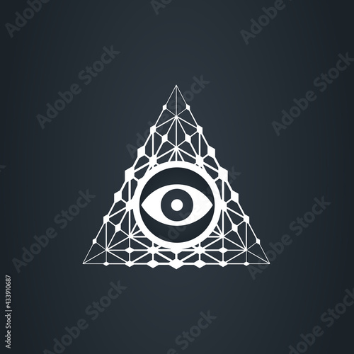 The eye in the techno pyramid. Big Brother's watching you. World order symbol all-seeing eye of providence.
