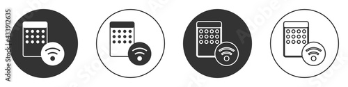 Black Air humidifier icon isolated on white background. Portable electric home appliance, home air purification and humidification. Circle button. Vector