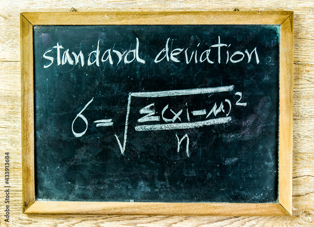 Standard deviation formula on black board, in studio Chiangmai Thailand - obrazy, fototapety, plakaty 