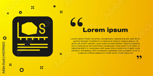 Black Area measurement icon isolated on yellow background. Vector