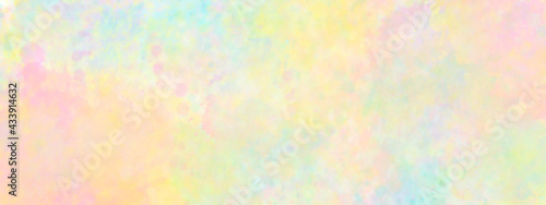 Abstract watercolor background with pastel rainbow colors, spring mood, light yellow, blue, pink, orange, green splashes. Painting for Easter, Mother's Day, 8 March, wedding, invitation template etc.  © Werber