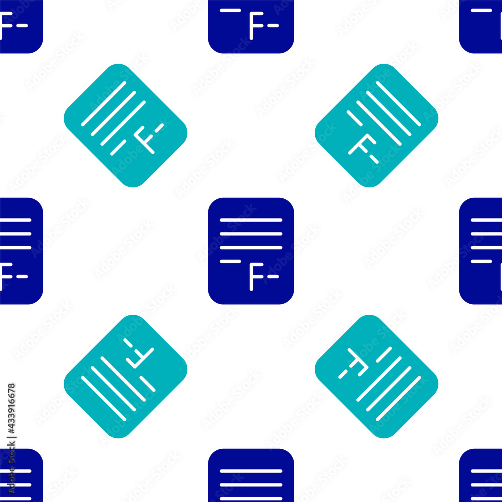 Blue Exam paper with incorrect answers survey icon isolated seamless pattern on white background. Bad mark of test results. Vector Blue Exam paper with incorrect answers survey icon isolated seamless pattern on white background. Bad mark of test results. Vector