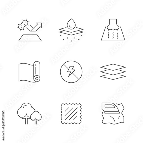 Set line icons of fabric