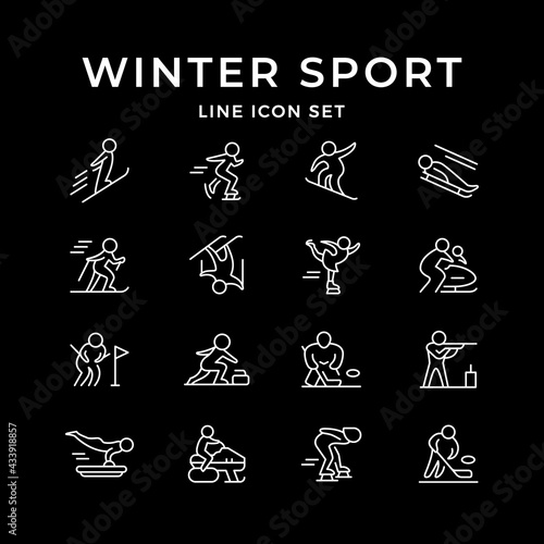 Set line icons of winter sport