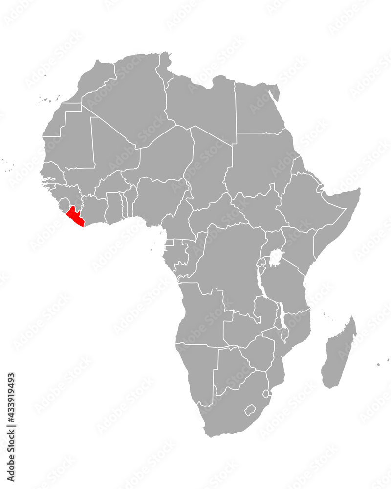 Fototapeta premium Karte von Liberia in Afrika