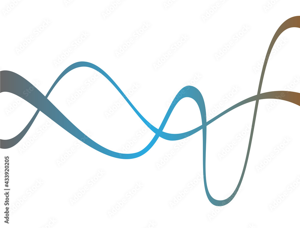 Wavy lines with gradations of black, blue and brown