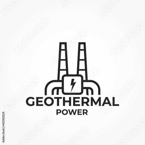 geothermal energy icon. power plant logo. sustainable, renewable and alternative energy symbol