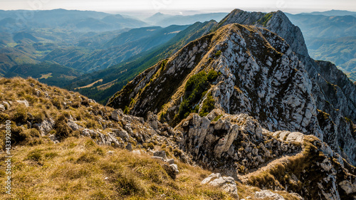 Hiking on Piatra Craiului mountain ridge
