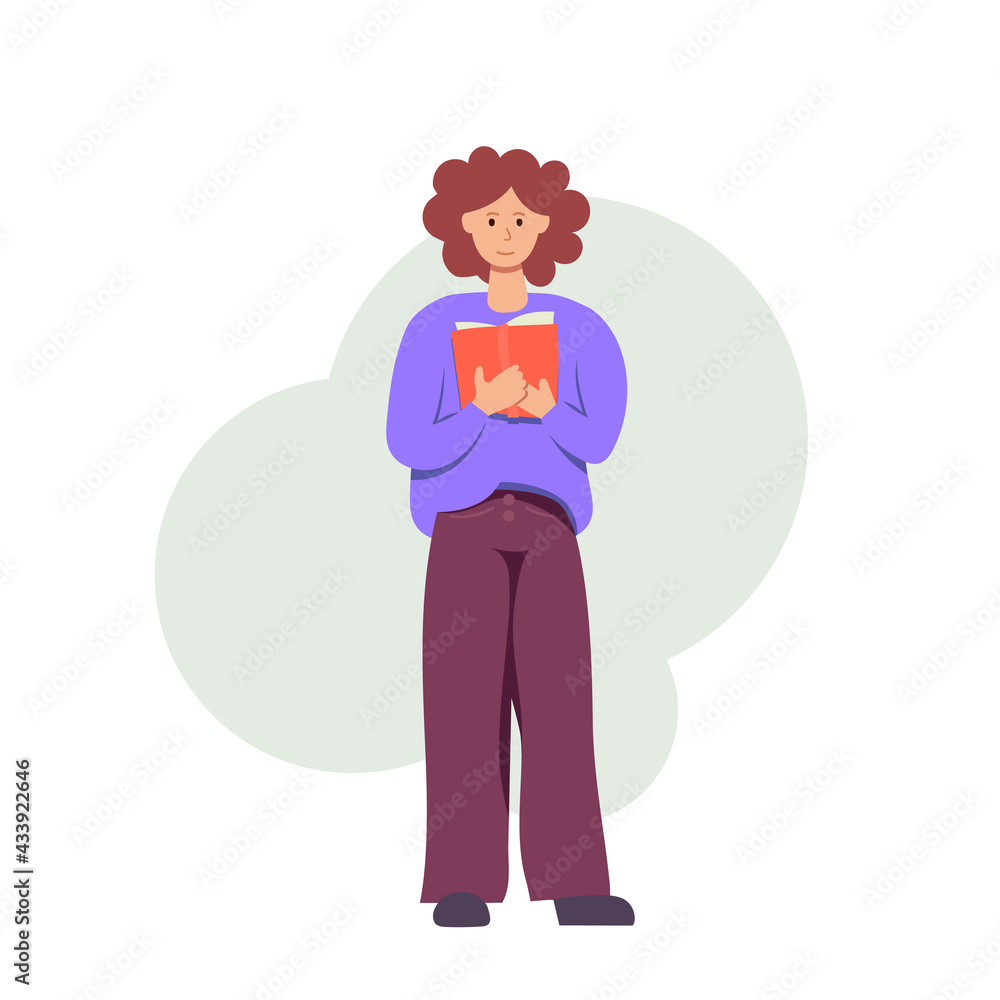 Girl reading book. Concept students studying or for examination. Flat vector illustration. Girl reading book. Concept students studying or for examination. Flat vector illustration.