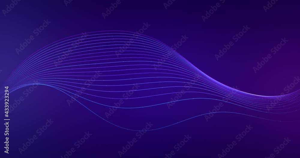 Curve of fluid data connect for dots and lines on blue and purple Abstract background.
