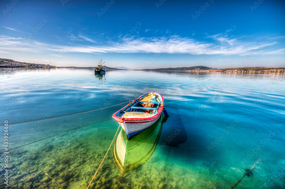 Fishing boat view in Ayvalik Town of Turkey