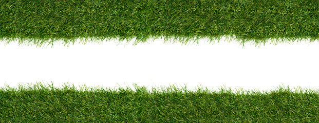 Green grass borders for decoration and covering on white background