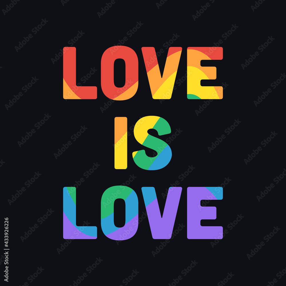 Love is Love - LGBT Pride Month Banner with Rainbow Text Typography. LGBTQ Pride Month Square Banner With 'Love is Love' Slogan Typography in Retro Pride Flag Colours. Good for Social Media Post. Love is Love - LGBT Pride Month Banner with Rainbow Text Typography. LGBTQ Pride Month Square Banner With 'Love is Love' Slogan Typography in Retro Pride Flag Colours. Good for Social Media Post.