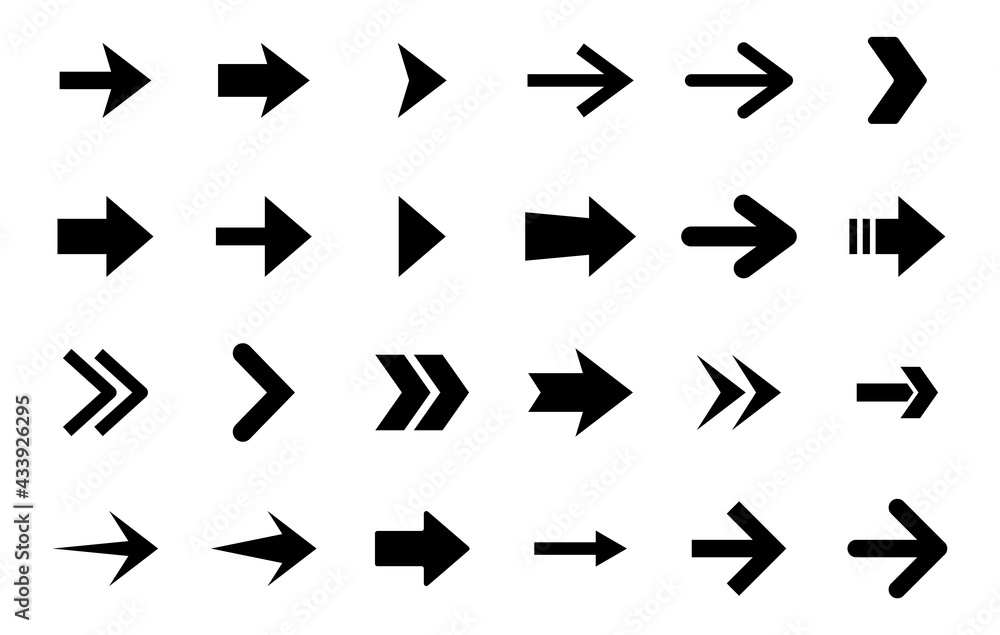Arrow Vector Set. Arrow Icon Collection. Variety of Different Arrows Symbol for Web UI Design. Flat Style Isolated Arrow Design Elements. Arrow Vector Set. Arrow Icon Collection. Variety of Different Arrows Symbol for Web UI Design. Flat Style Isolated Arrow Design Elements.