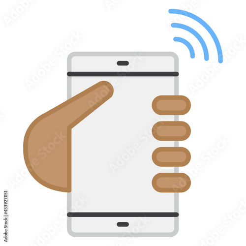 Internet signals with smartphone, mobile wifi icon