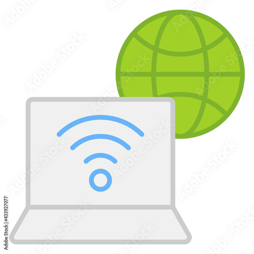 Wifi signals inside laptop, icon of laptop wifi