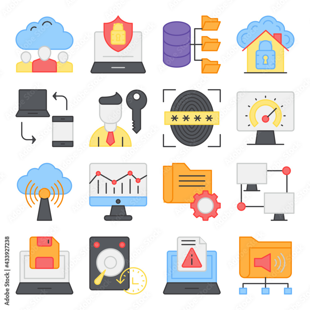 Pack of Computer and Network Flat Icons Pack of Computer and Network Flat Icons
