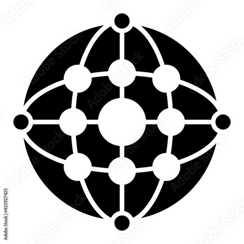Globe with mesh network, icon of globalization