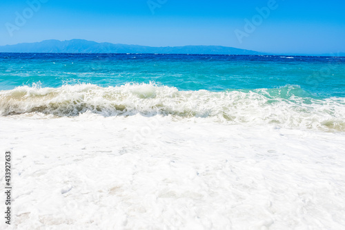 Mediterranean sea waves. Blue and turquoise color
