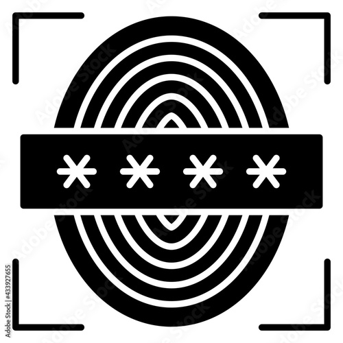 Password with thumbprint showing concept of secure biometric 