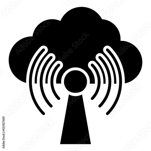 Internet signals with cloud, solid design of cloud hotspot 