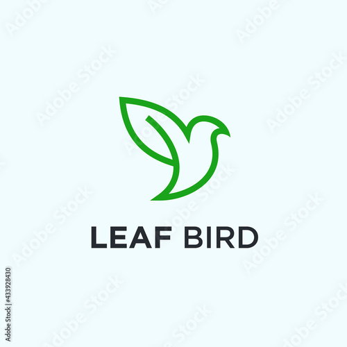 abstract bird logo. leaf icon