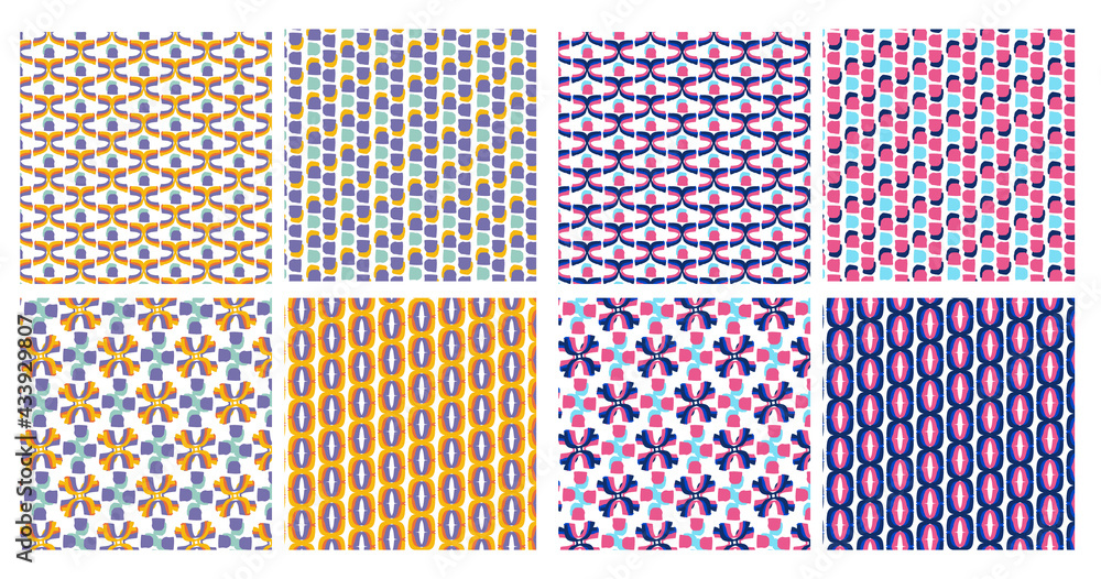 set of four geometric patterns, fully editable set of four geometric patterns, fully editable