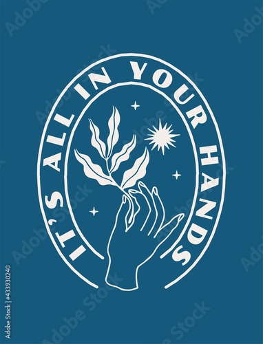 Mystical and celestial vector badge for t-shirt prints. posters and other uses.