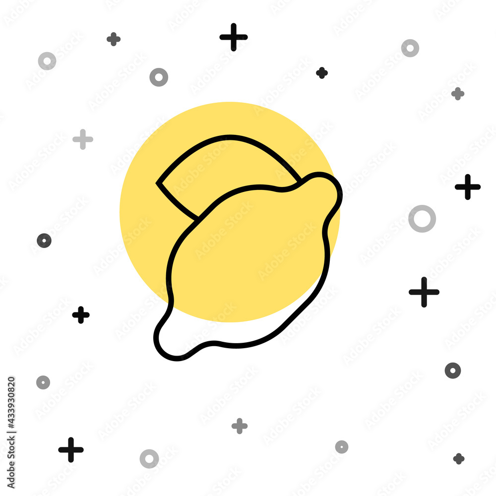 Black line Casino slot machine with lemon symbol icon isolated on white background. Gambling games. Random dynamic shapes. Vector Black line Casino slot machine with lemon symbol icon isolated on white background. Gambling games. Random dynamic shapes. Vector