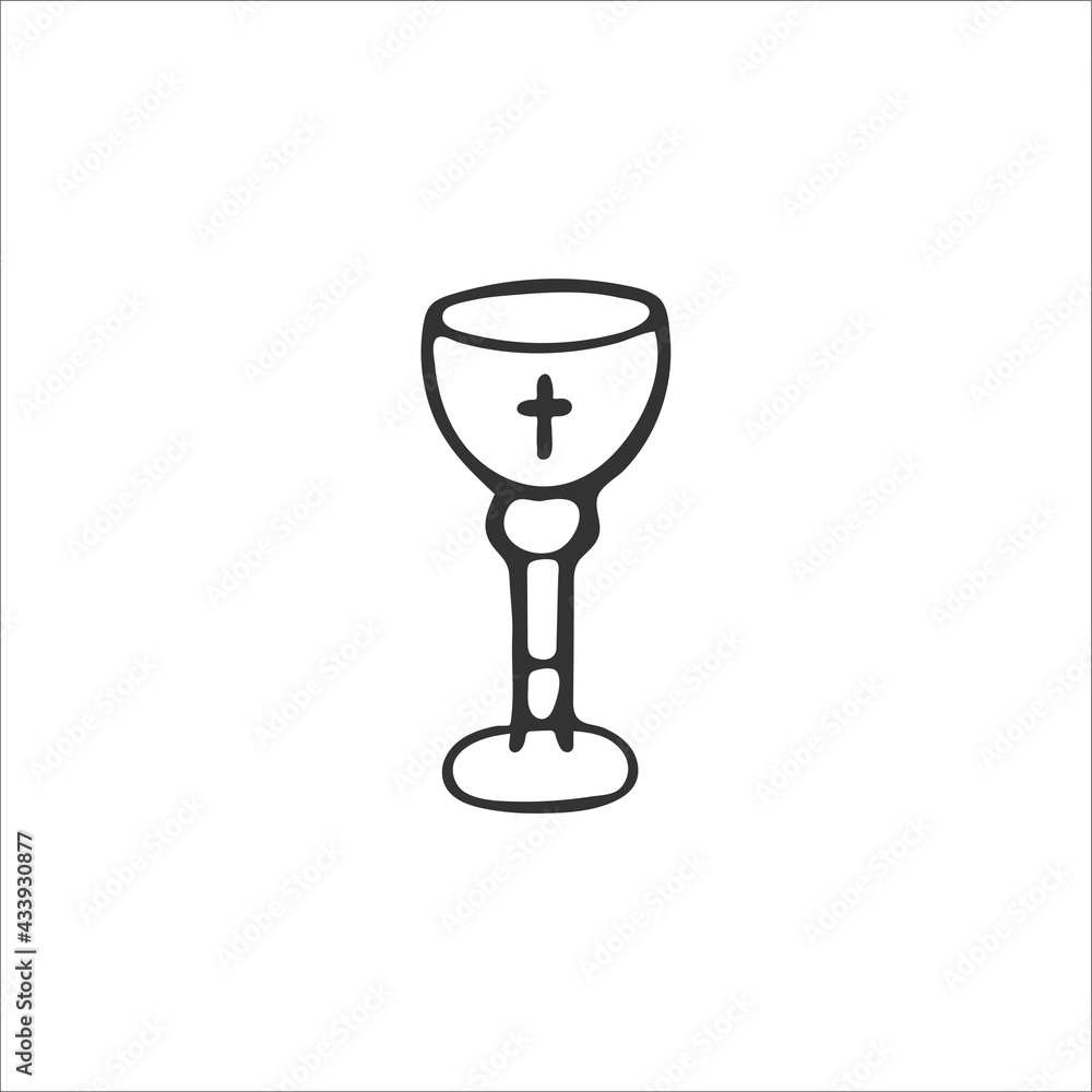 Hand-drawn Christian bowl icon isolated on white background. Religion and Christianity. Christian symbols of the sacrifice of Jesus Christ. Vector illustration Hand-drawn Christian bowl icon isolated on white background. Religion and Christianity. Christian symbols of the sacrifice of Jesus Christ. Vector illustration