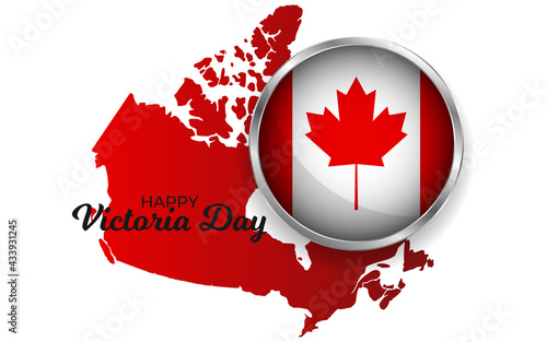 Happy victoria day canada vector illustration. Canada flag inside silver ring.