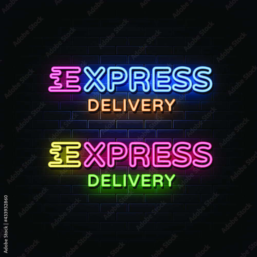 Express delivery neon sign text vector