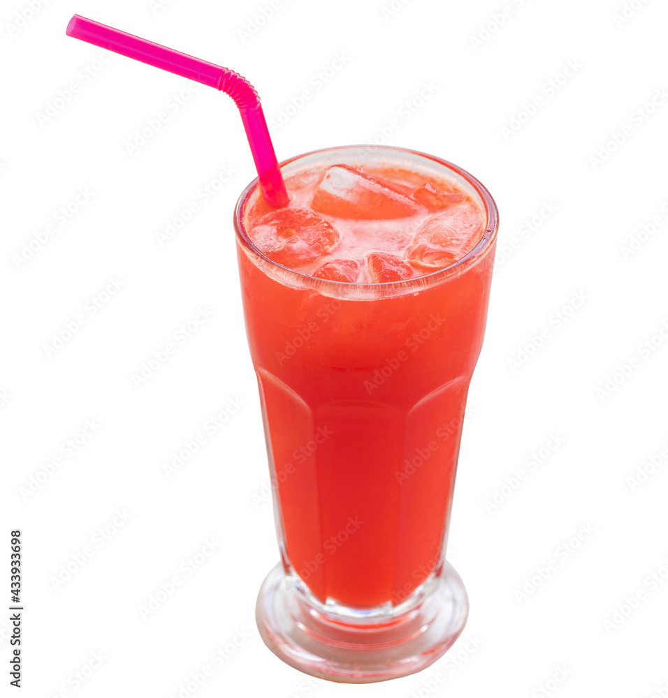 Cold strawberry drink isolated on white background Cold strawberry drink isolated on white background