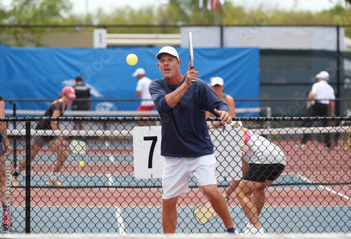 pickleball shot during a senior tournament © Ron Alvey