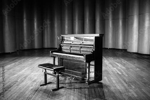 Beautiful piano in concert hall photo