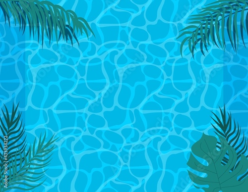 Swimming pool pattern. Vector swimming pool illustration. Summer time blue texture. Sea wave water reflaction. Bright clear sea transparent water.