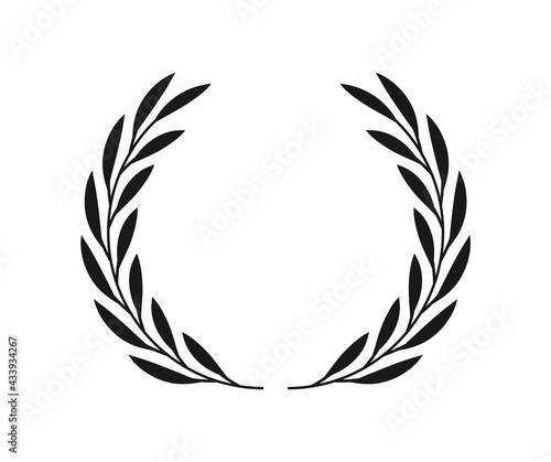 Laurel wreath icon. Laurel branch. Floral round frame of leaves. Vintage decorative element for award, medal, achievement, emblem, premium quality, ornate and logo.
