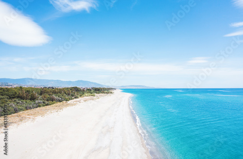 Fototapeta Naklejka Na Ścianę i Meble -  Aerial view of white sand beach. Locri Calabria 