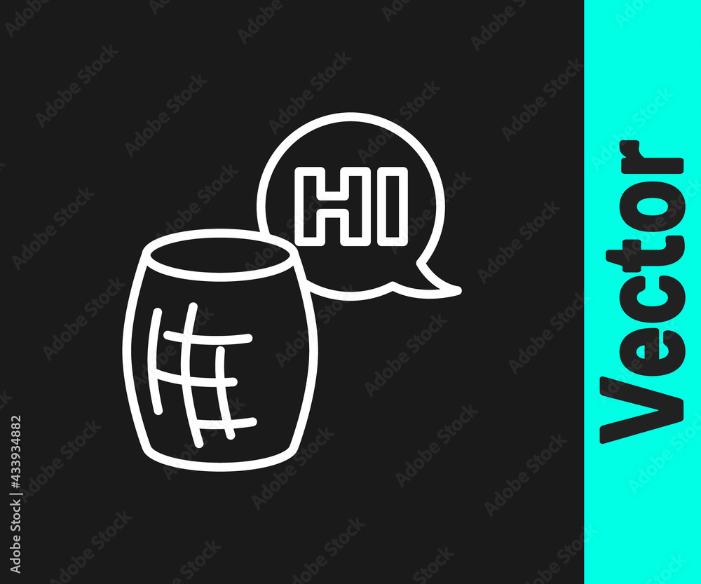 White line Voice assistant icon isolated on black background. Voice control user interface smart speaker. Vector White line Voice assistant icon isolated on black background. Voice control user interface smart speaker. Vector