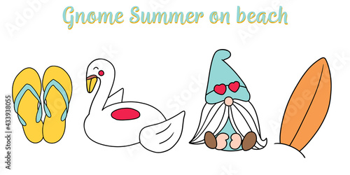 Gnomes summer on the beach, vector illustration